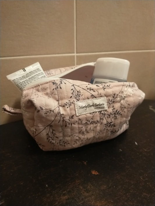 Pochette fantasia foglie sfondo rosa - MartyDarkSartoria